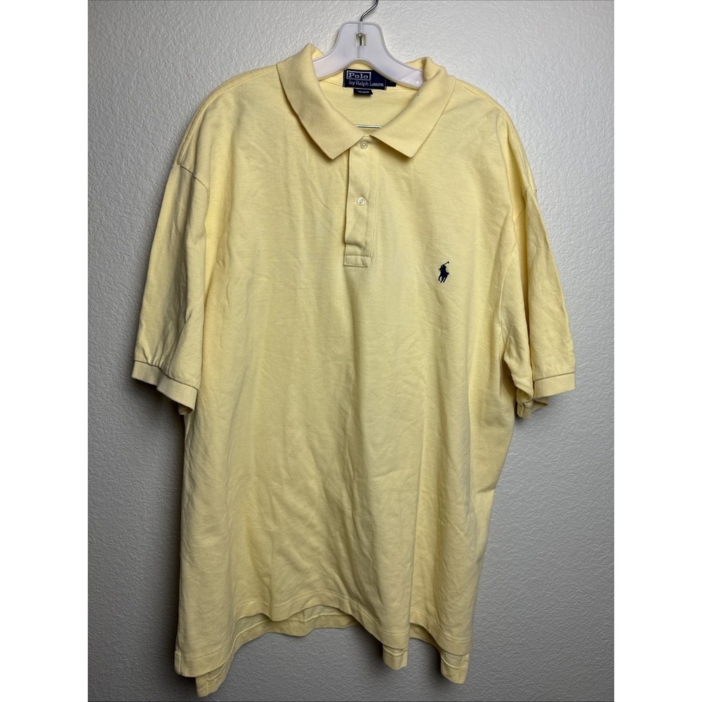 Polo Ralph Lauren Mens Polo Shirt Yellow Short Sleeve Pique Cotton 2XB Big